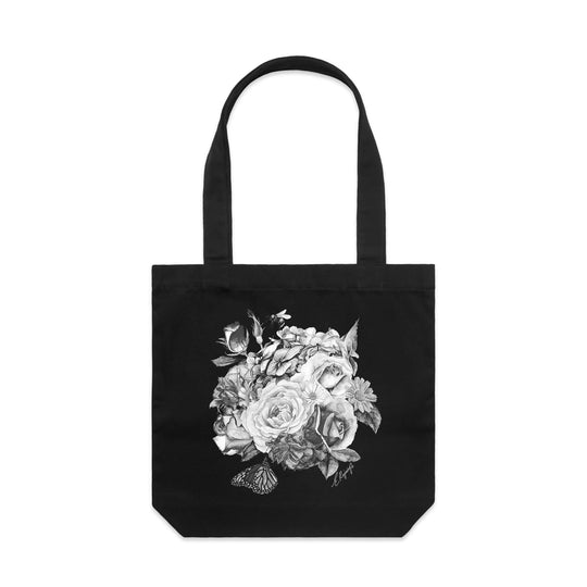 Bloom B&W artwork tote bag - doodlewear