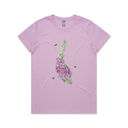 Foxglove and Fuzzy Bumblebees tee - doodlewear