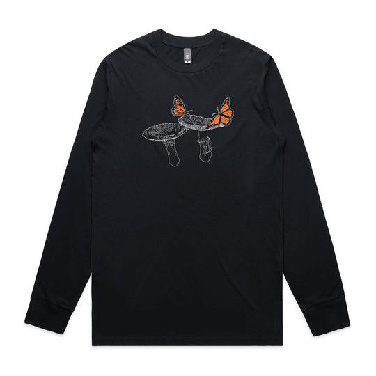 Mushrooms and Monarchs long sleeve tee