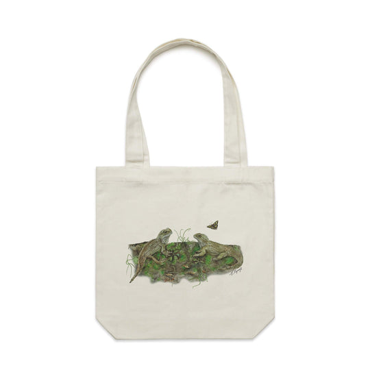 Tuatara Pair artwork tote bag - doodlewear