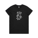 Kea Bird And Ruru Owl Botanical tee - doodlewear