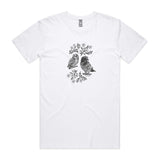 Kea Bird And Ruru Owl Botanical tee - doodlewear