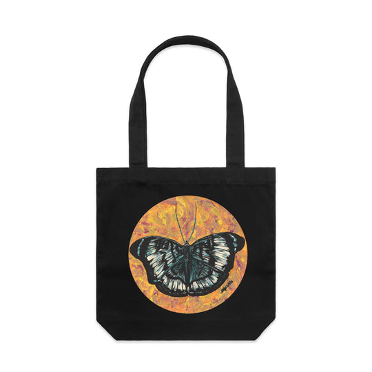 Black White Butterfly artwork tote bag - doodlewear