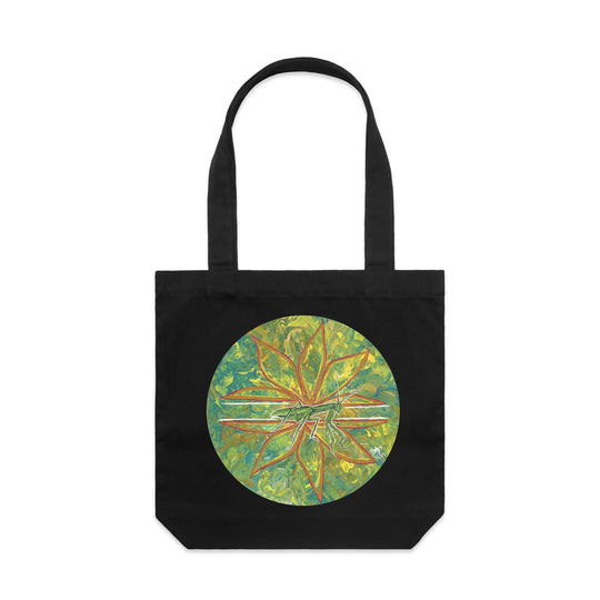 Praying Mantis In Lotus artwork tote bag - doodlewear