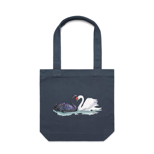 Ebony and Ivory Swan Lake artwork tote bag