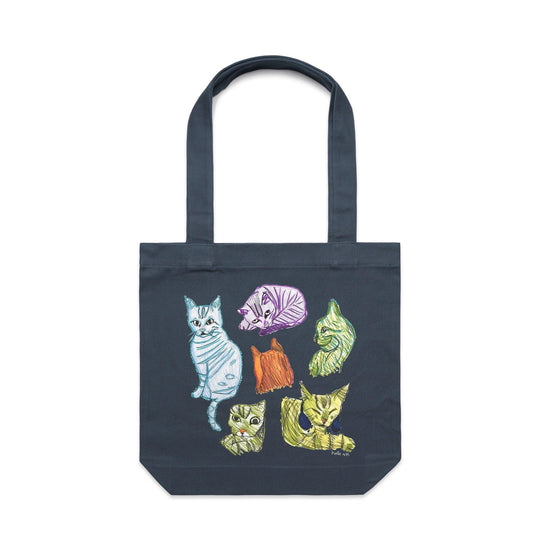 6 Catty Cats artwork tote bag - art for a cause