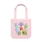 6 Catty Cats artwork tote bag - art for a cause