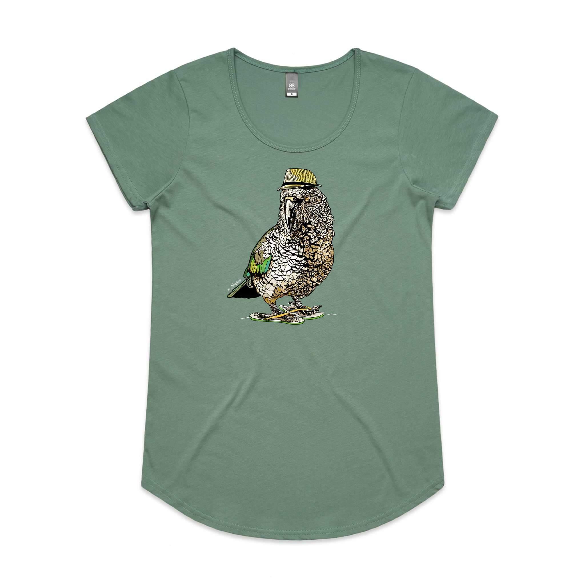 doodlewear Kool Jandals Kea mali womens sage kea tee by artist m_illustrate