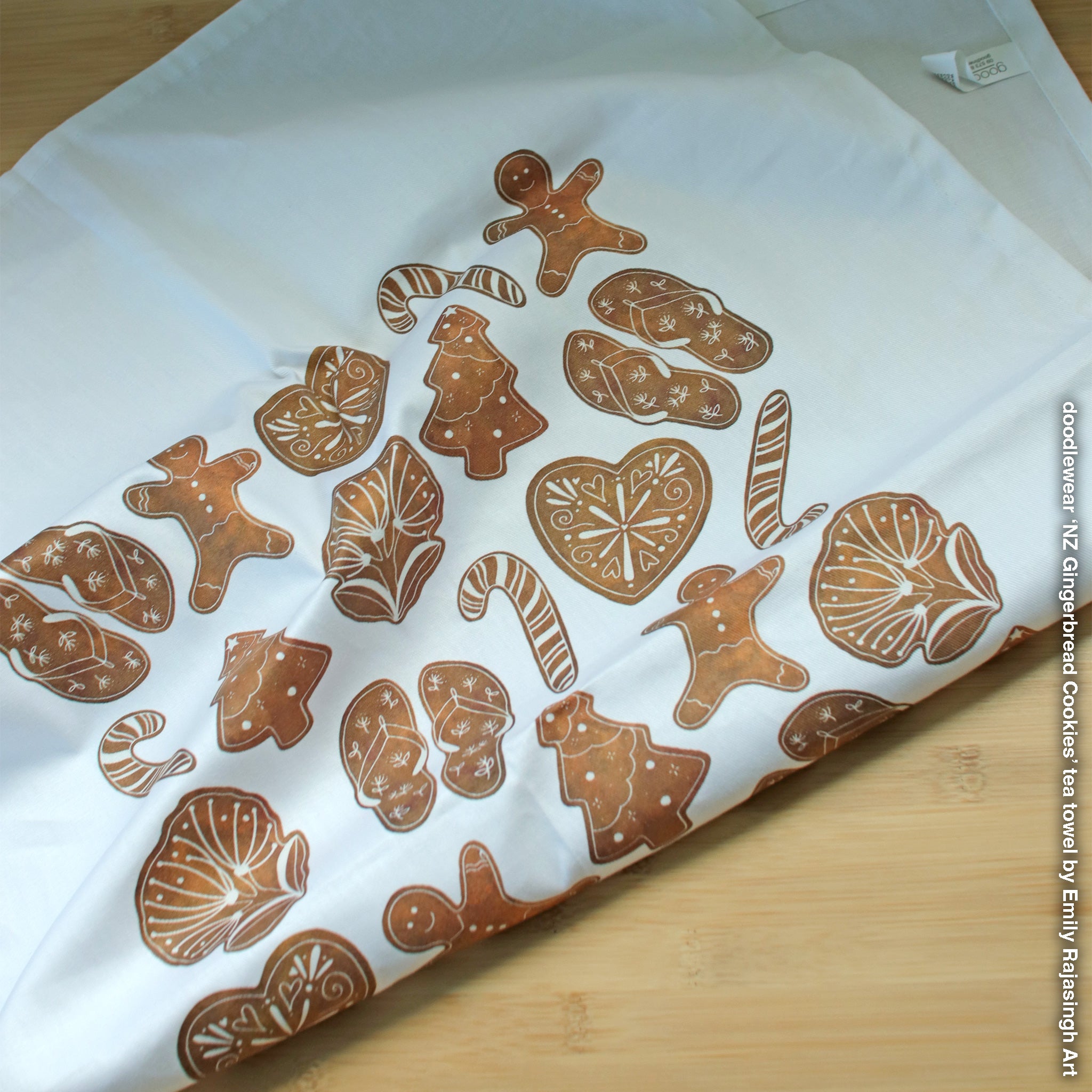 NZ Gingerbread Cookies tea towel