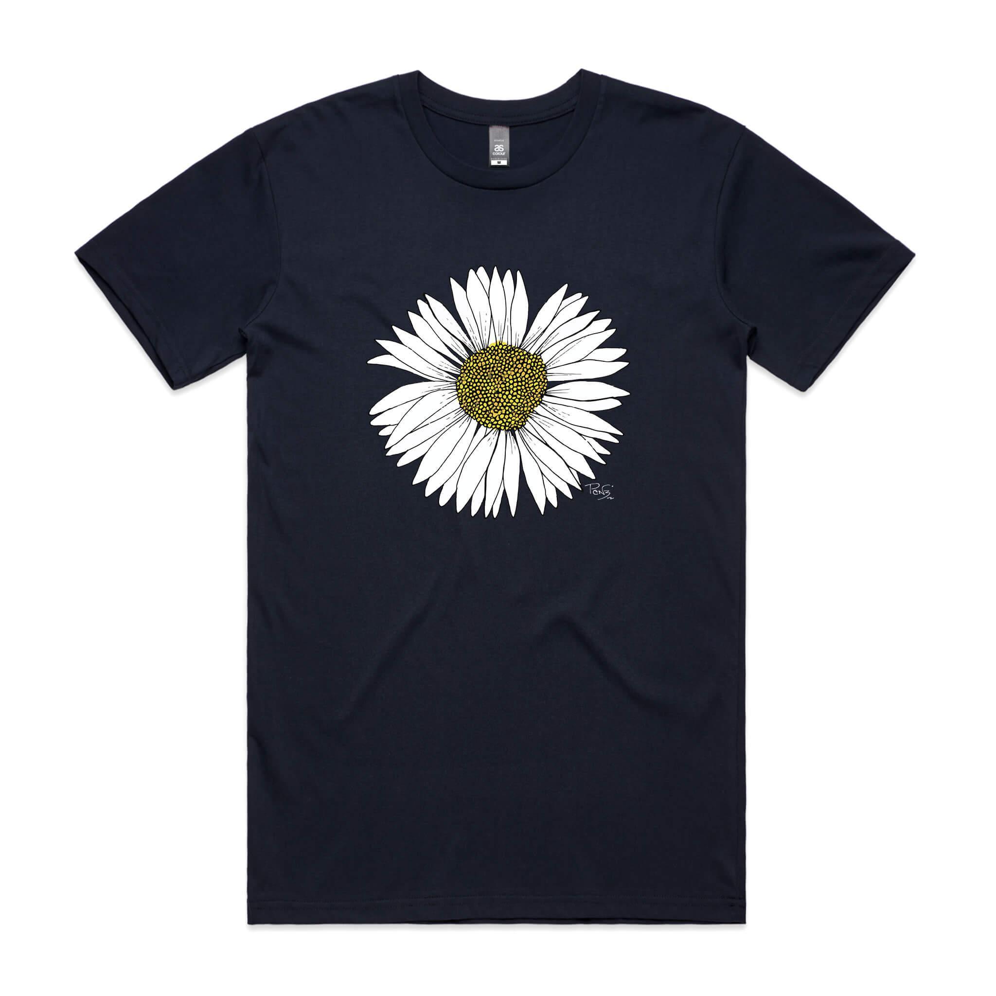 doodlewear daisy tee staple mens navy by artist Penny Royal Design