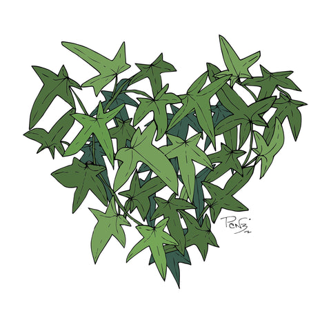 Green Ivy Heart tea towel - doodlewear