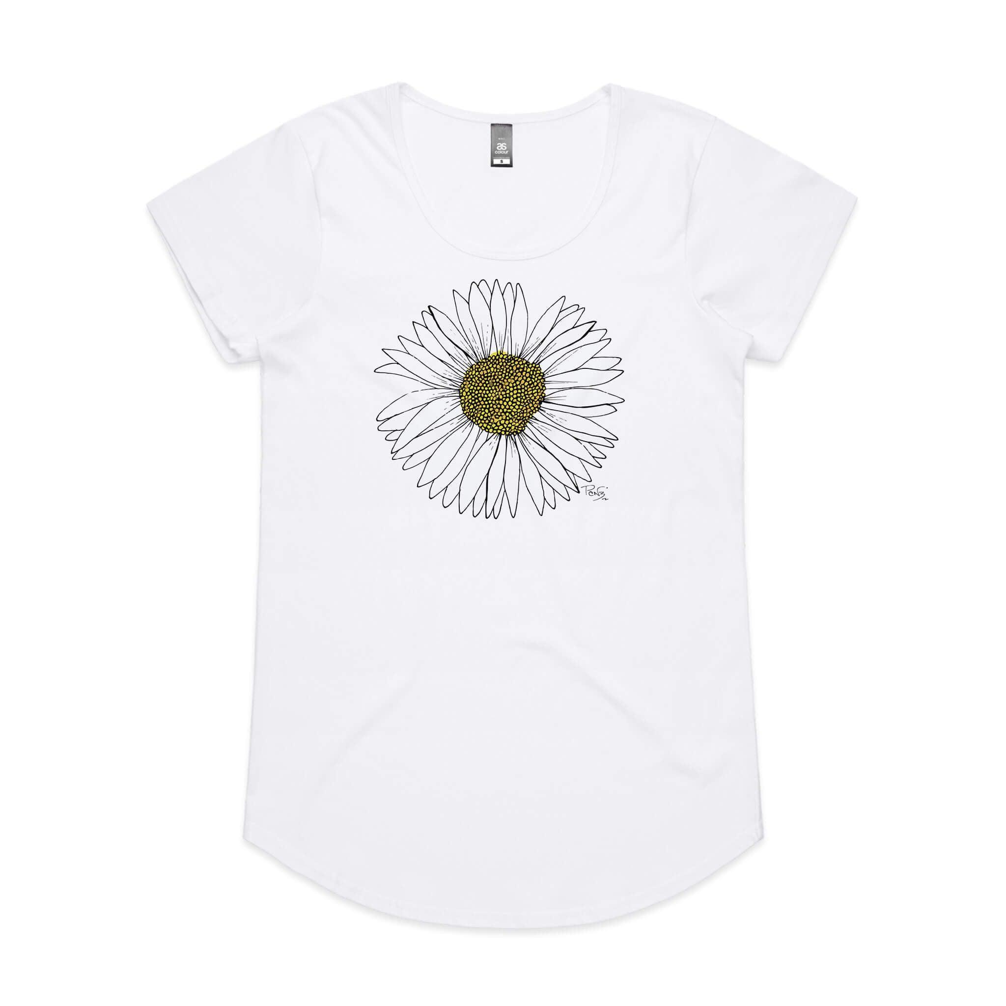 doodlewear daisy tee mali womens white by artist Penny Royal Design